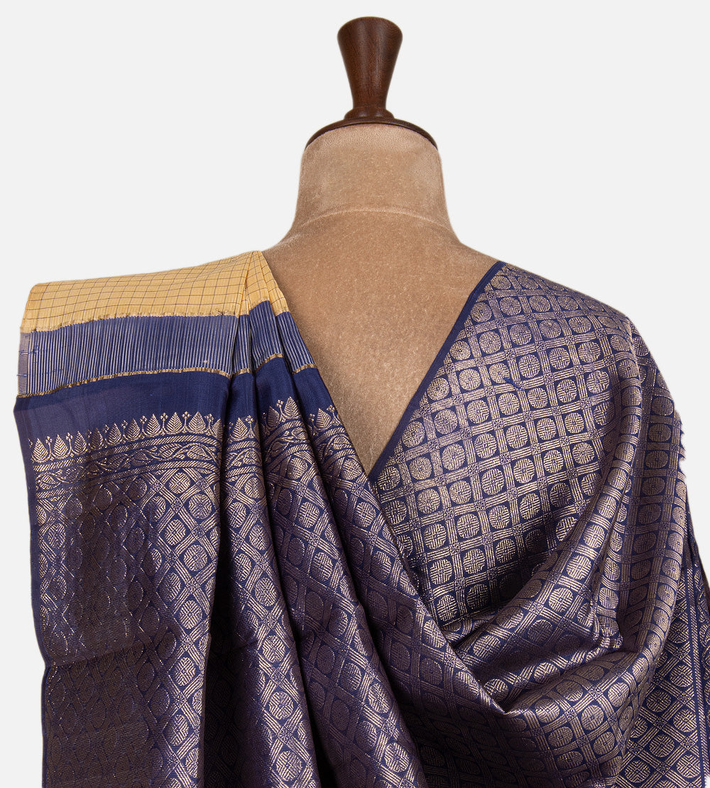 Golden Beige Kanchipuram Silk Saree