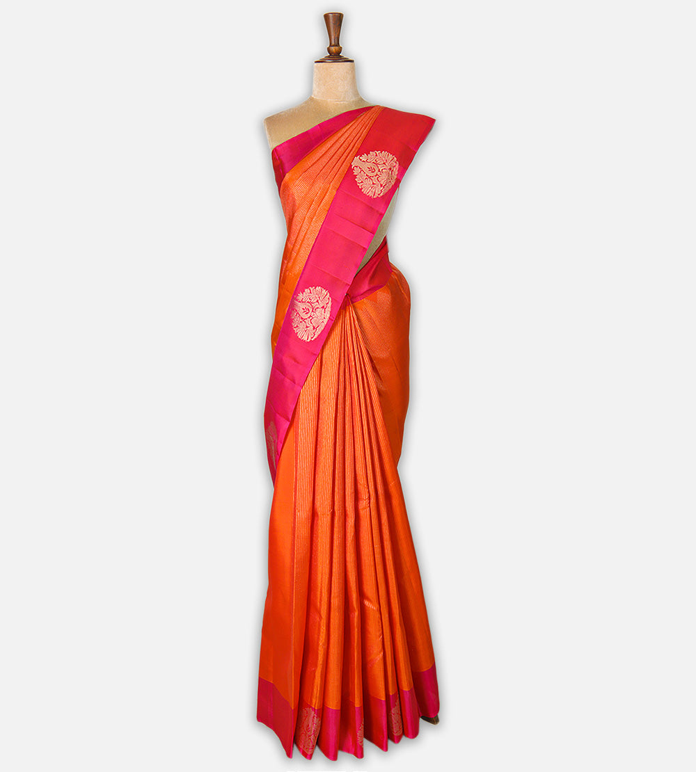Orange Kanchipuram Silk Saree