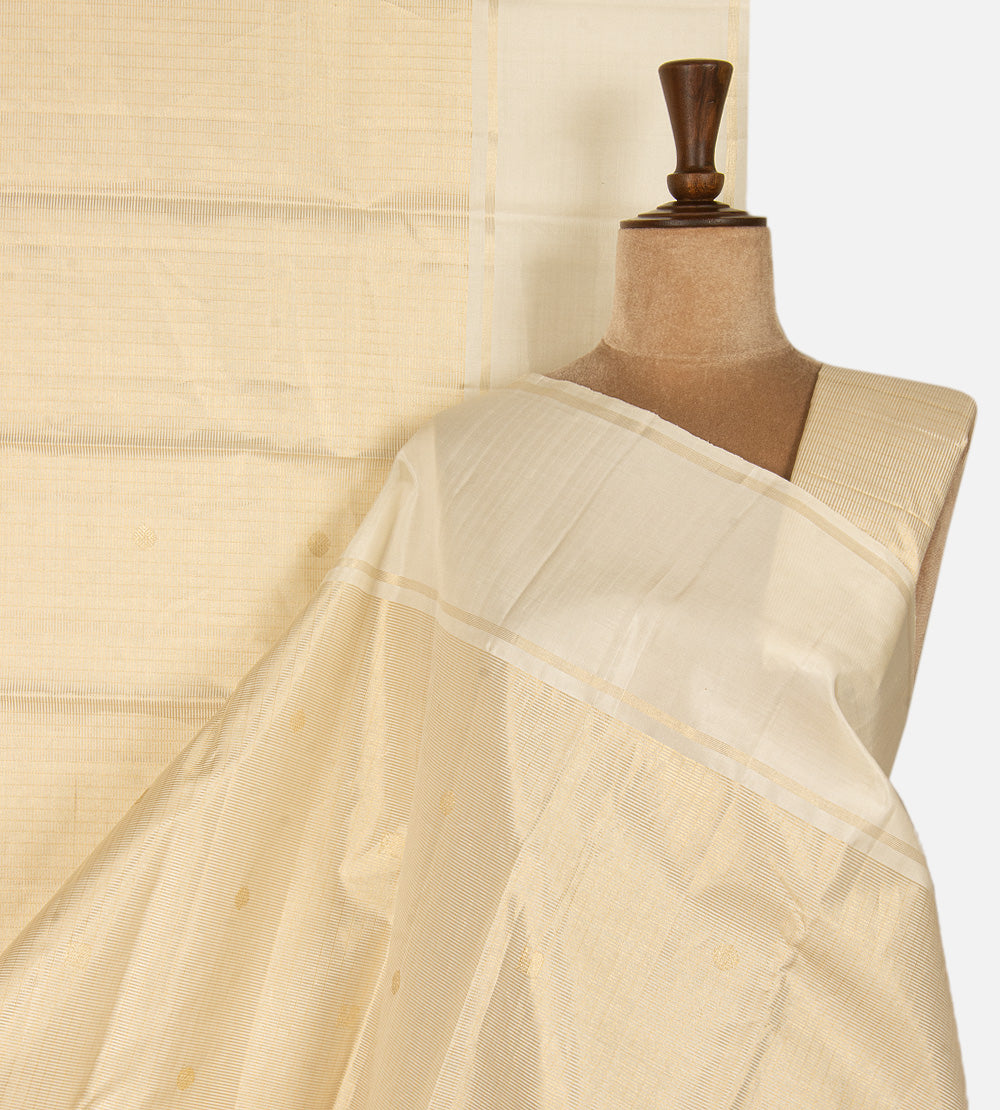 Creme Kanchipuram Silk Saree