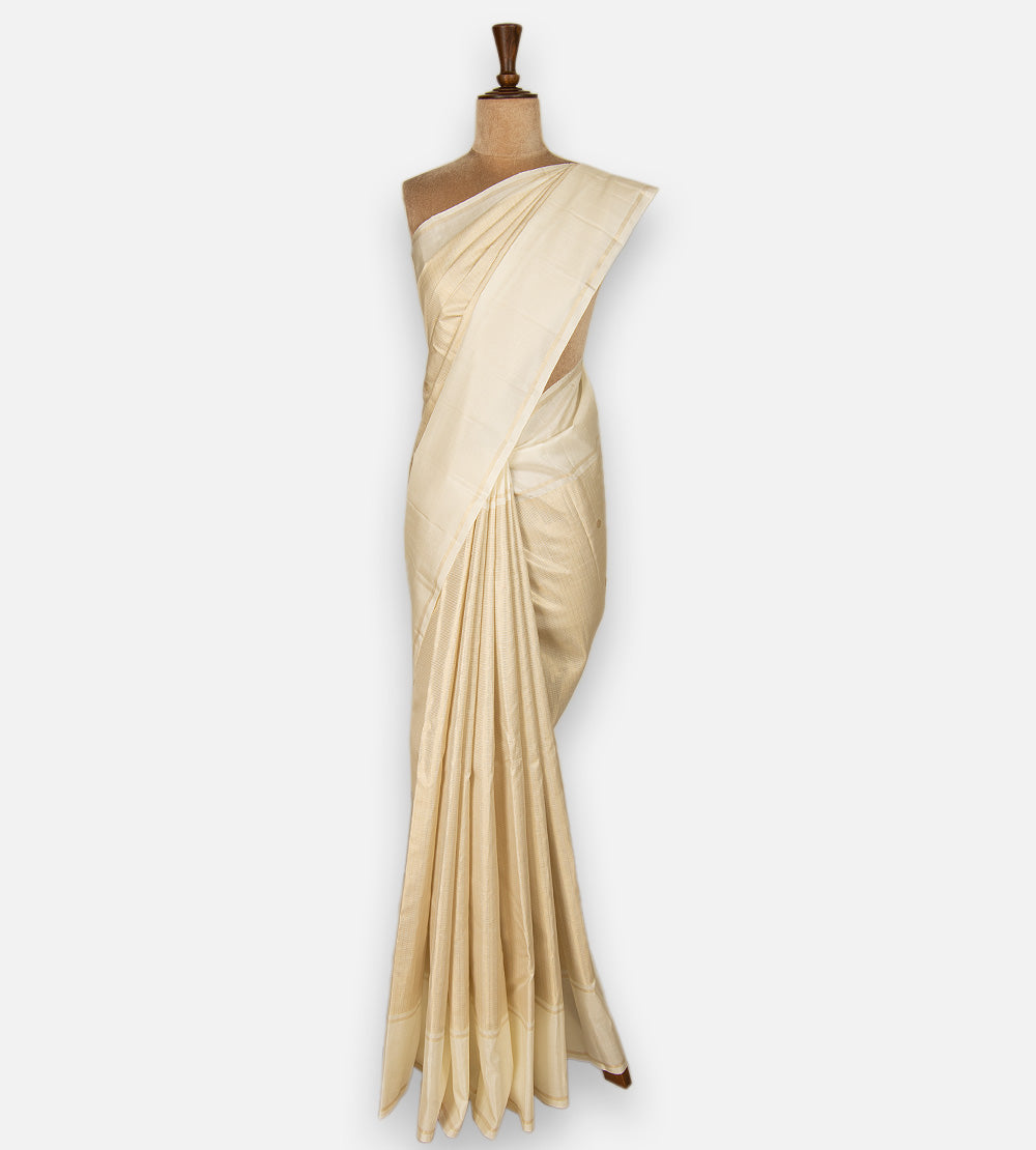 Creme Kanchipuram Silk Saree