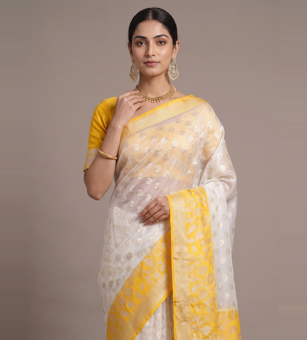 Off-White Kora Organza Saree