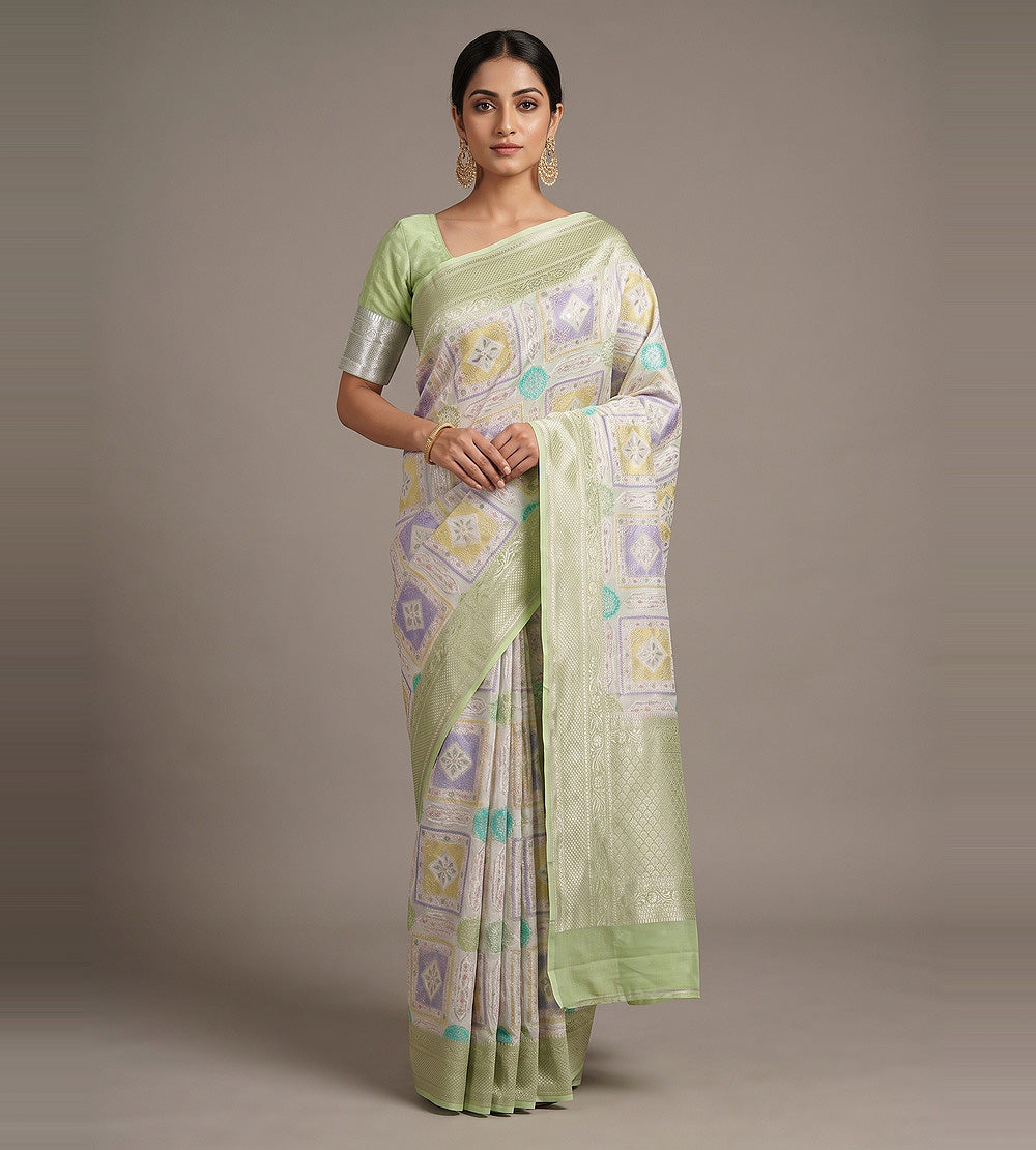 Off-White Banarasi Georgette Saree
