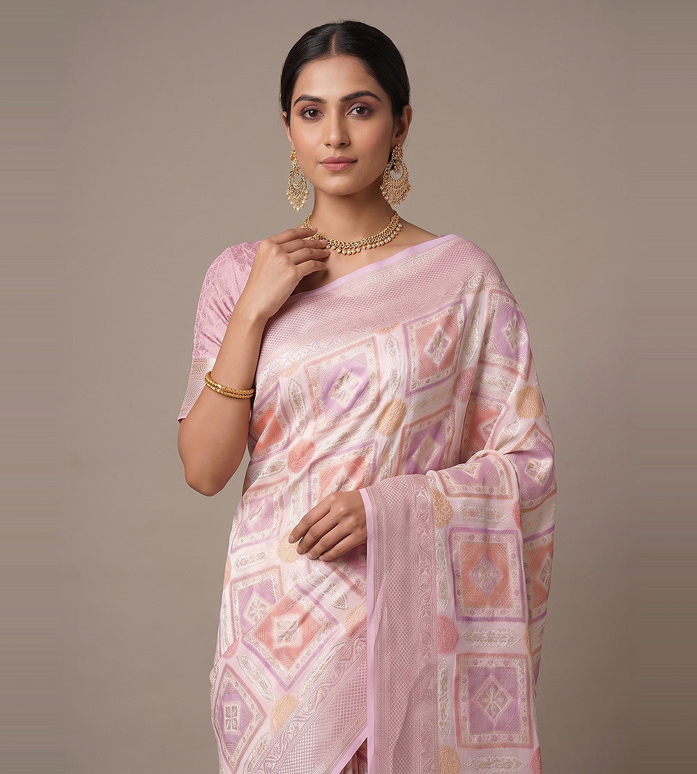 Off-White Banarasi Georgette Saree
