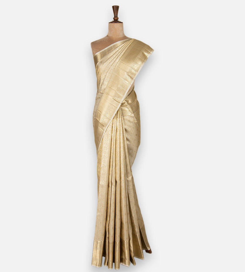 Creme Kanchipuram Silk Saree