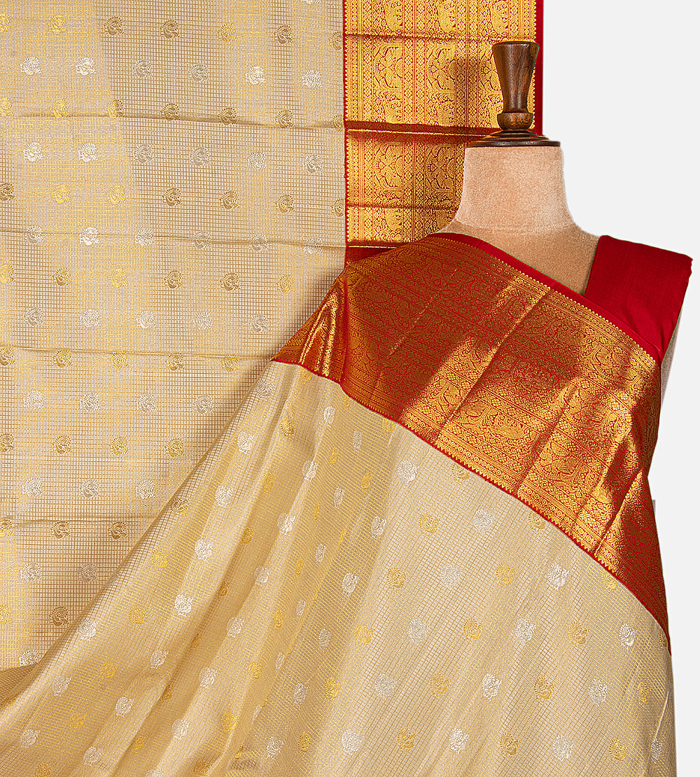 Light Beige Kanchipuram Silk Saree