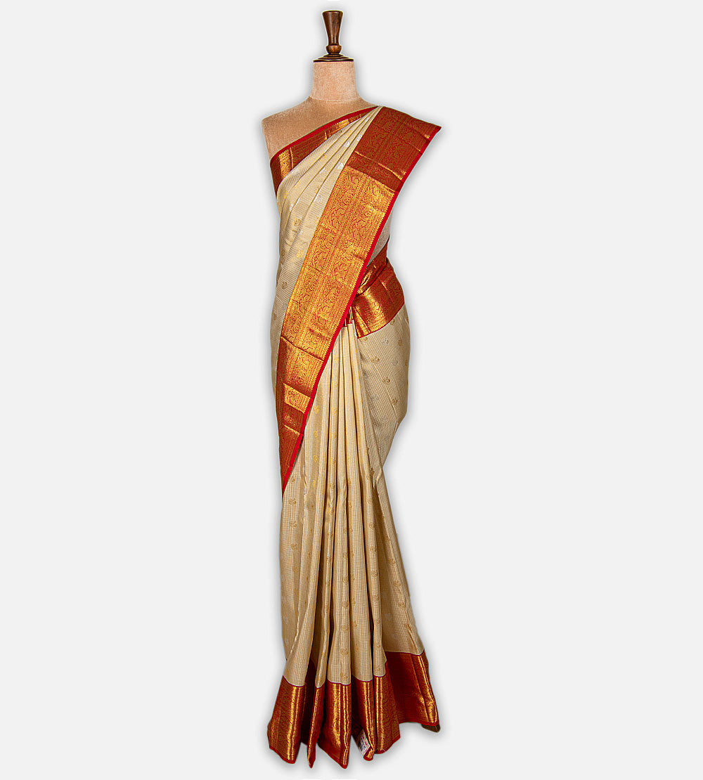 Light Beige Kanchipuram Silk Saree