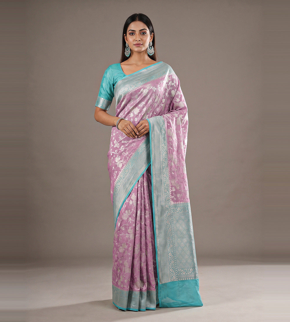 Light Pink Banarasi Georgette Saree