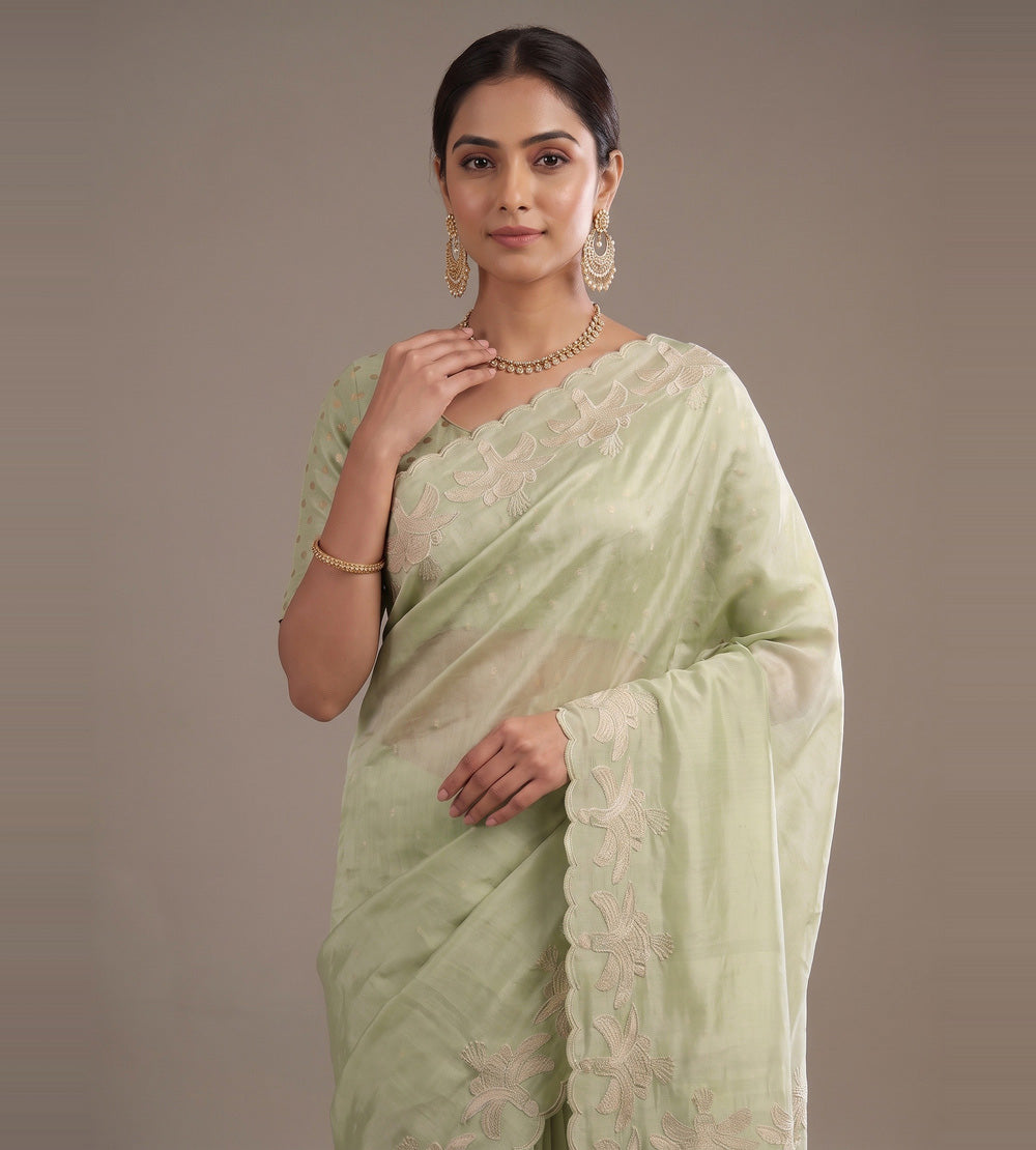 Green Organza Saree