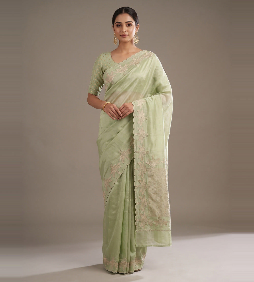 Green Organza Saree