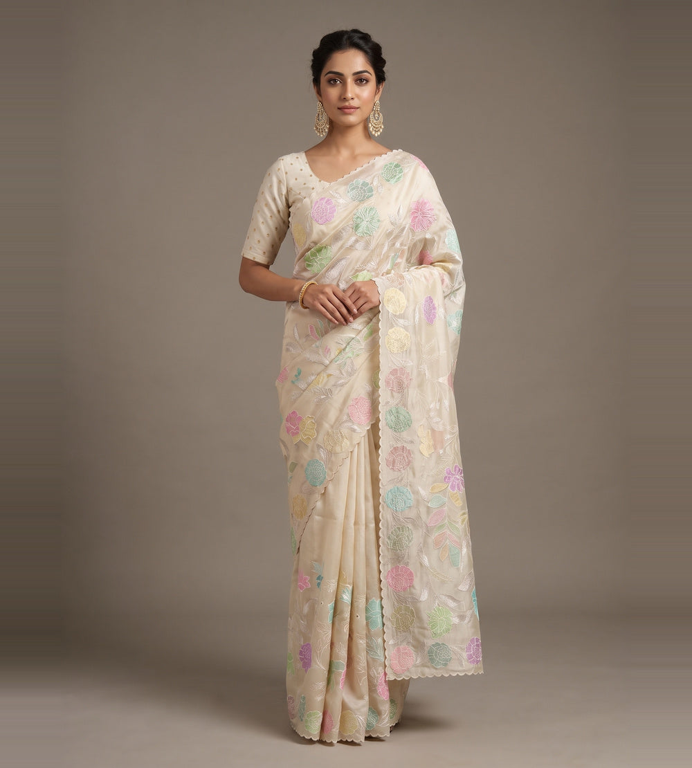 Creme Organza Saree