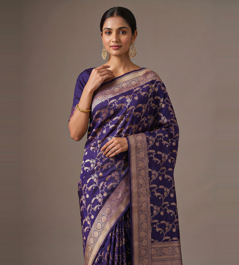 Blue Banarasi Silk Saree