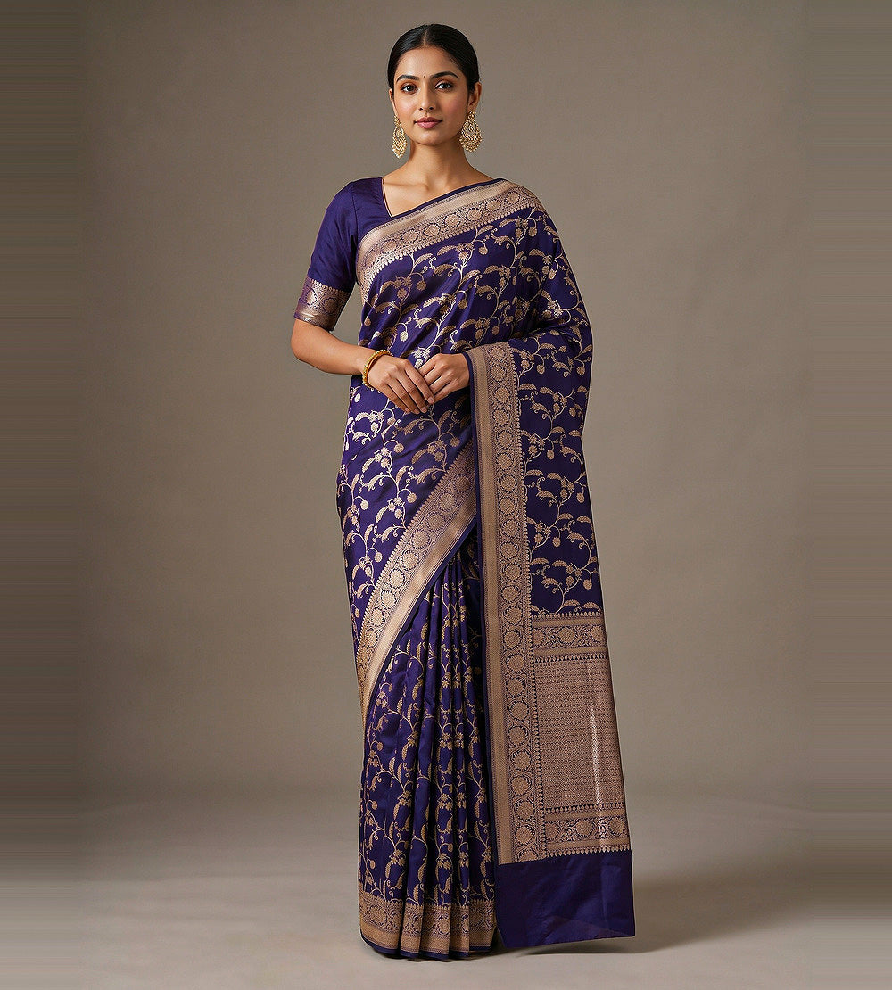 Blue Banarasi Silk Saree