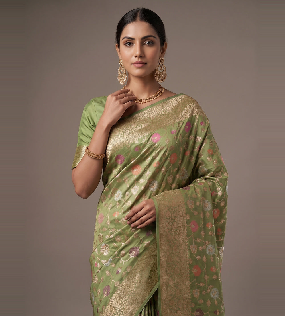 Green Banarasi Silk Saree