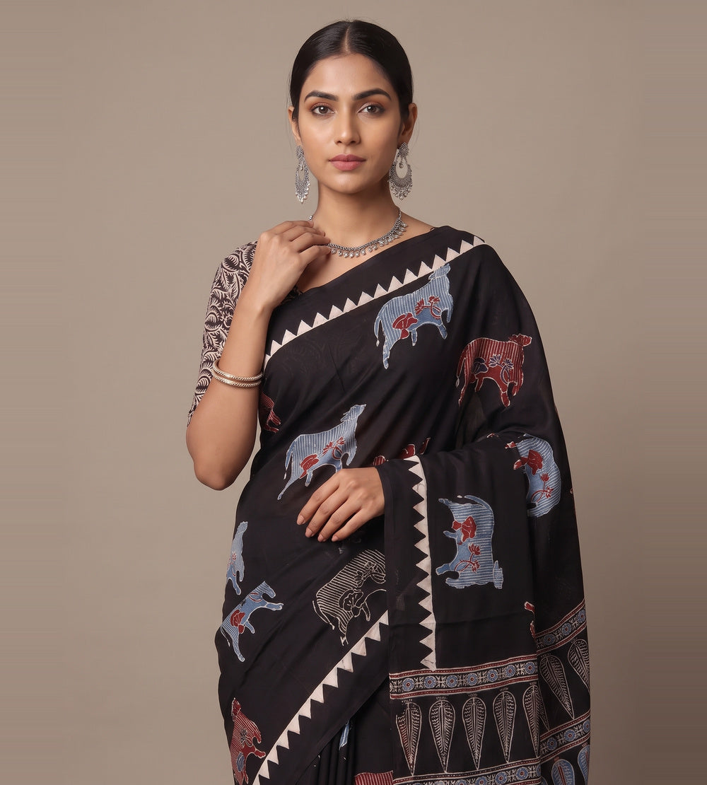 Black Modal Silk Saree