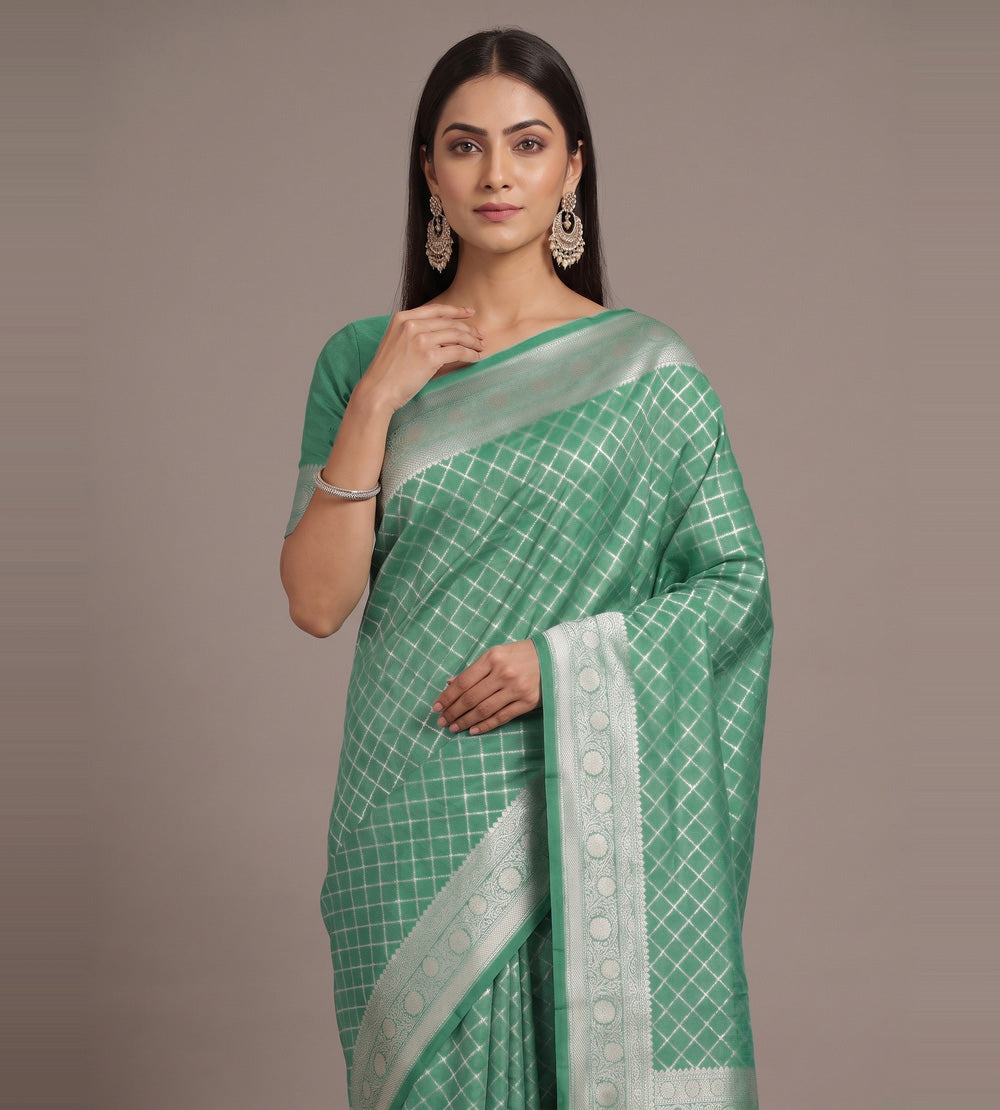 Sea Green Chaniya Silk Saree