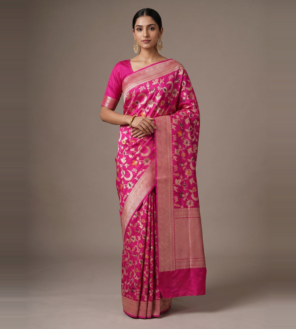 Pink Banarasi Silk Saree