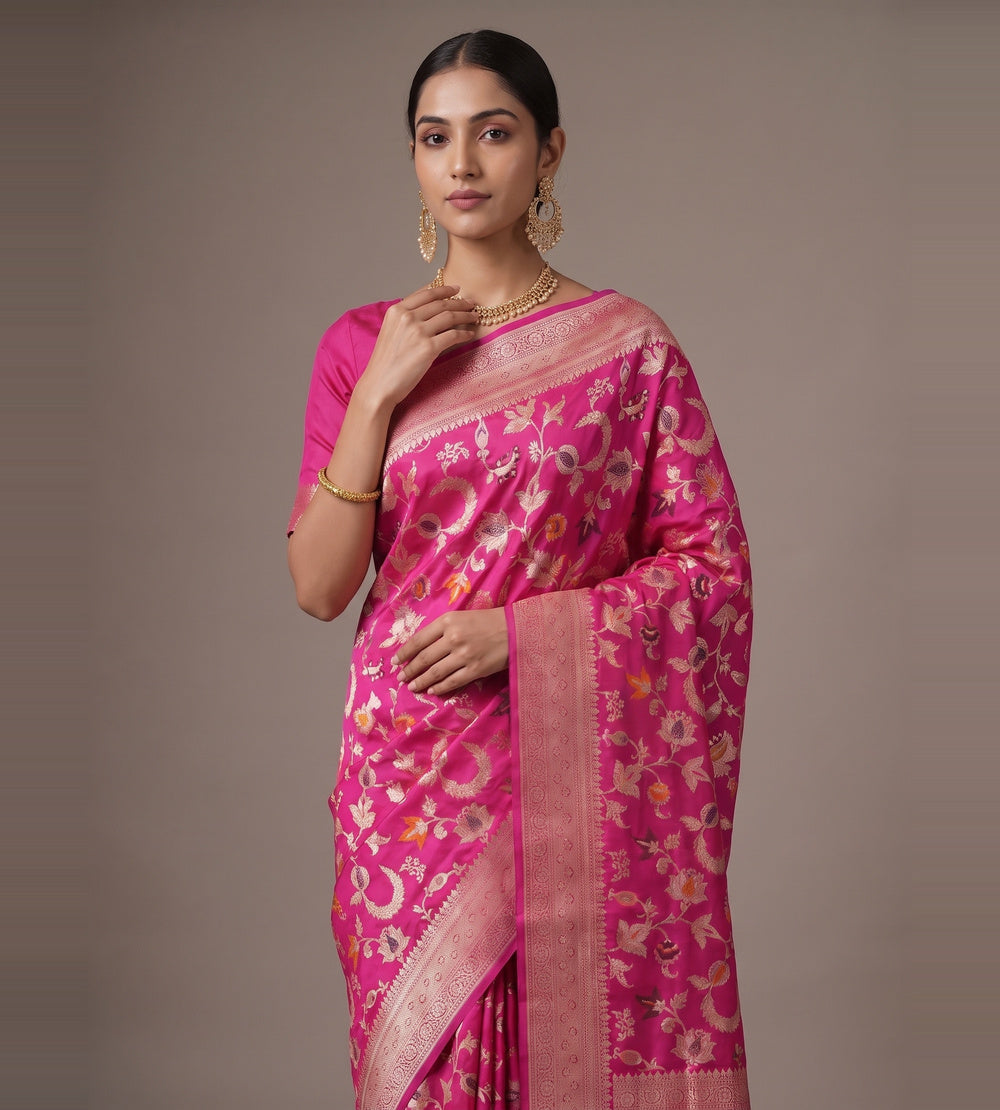 Pink Banarasi Silk Saree