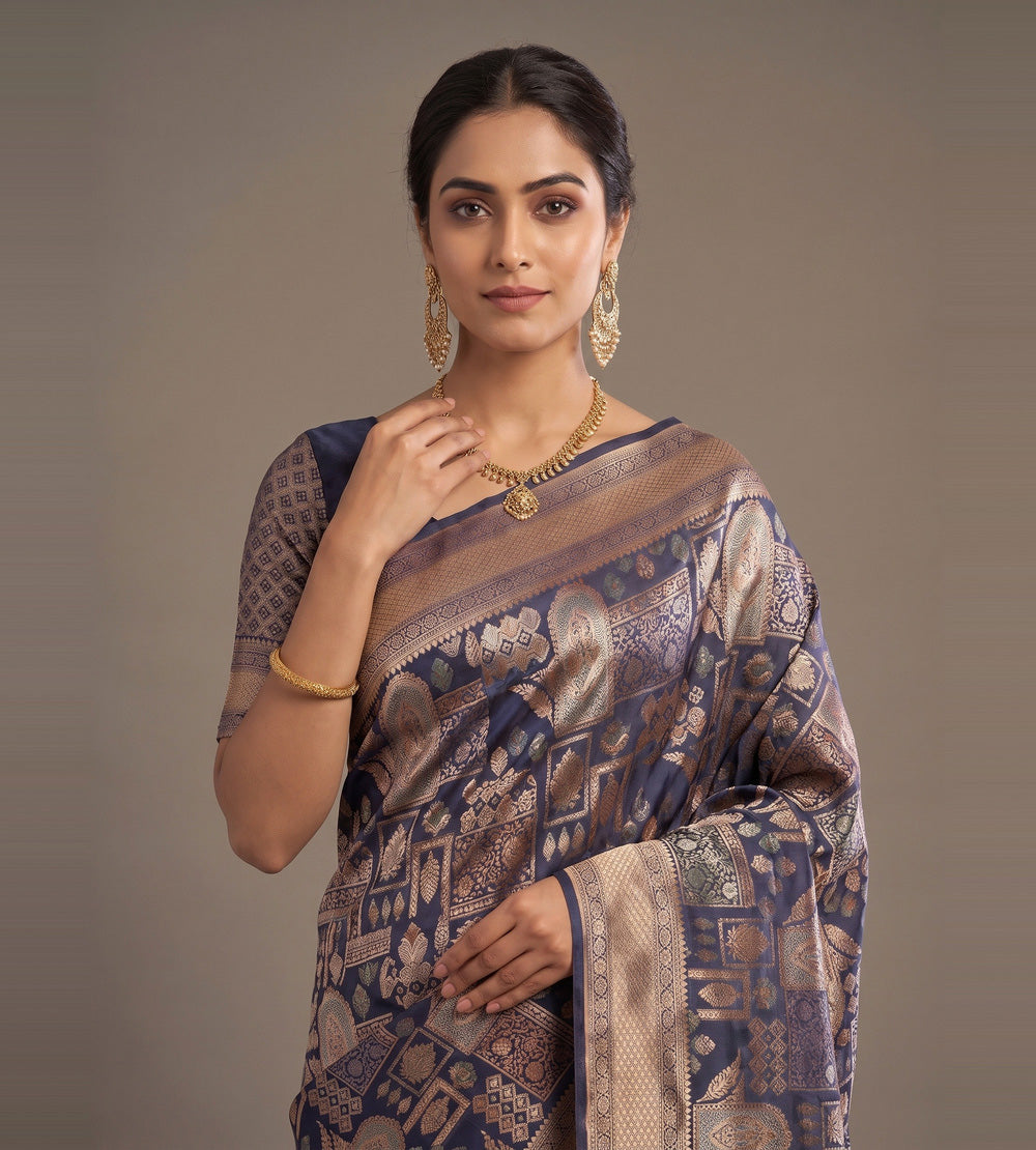 Blue Banarasi Silk Saree