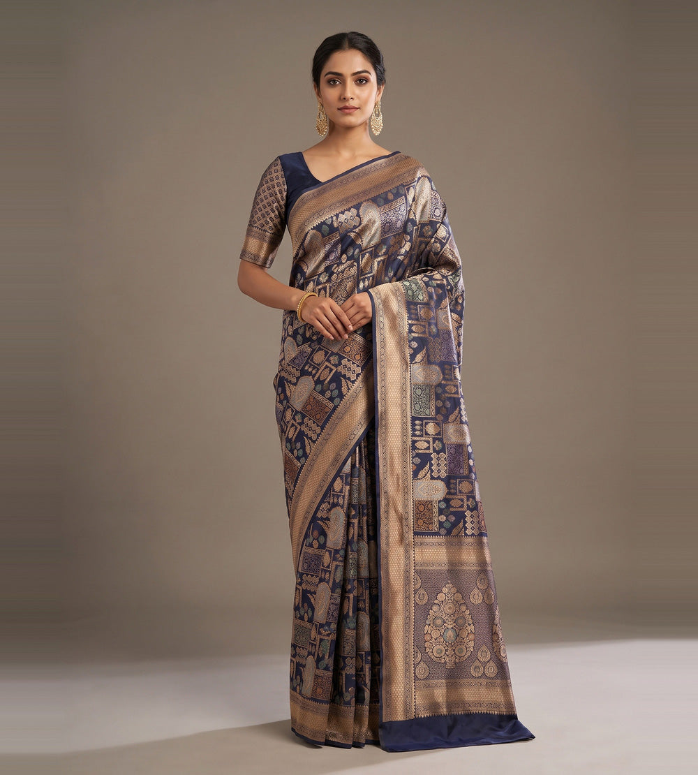 Blue Banarasi Silk Saree