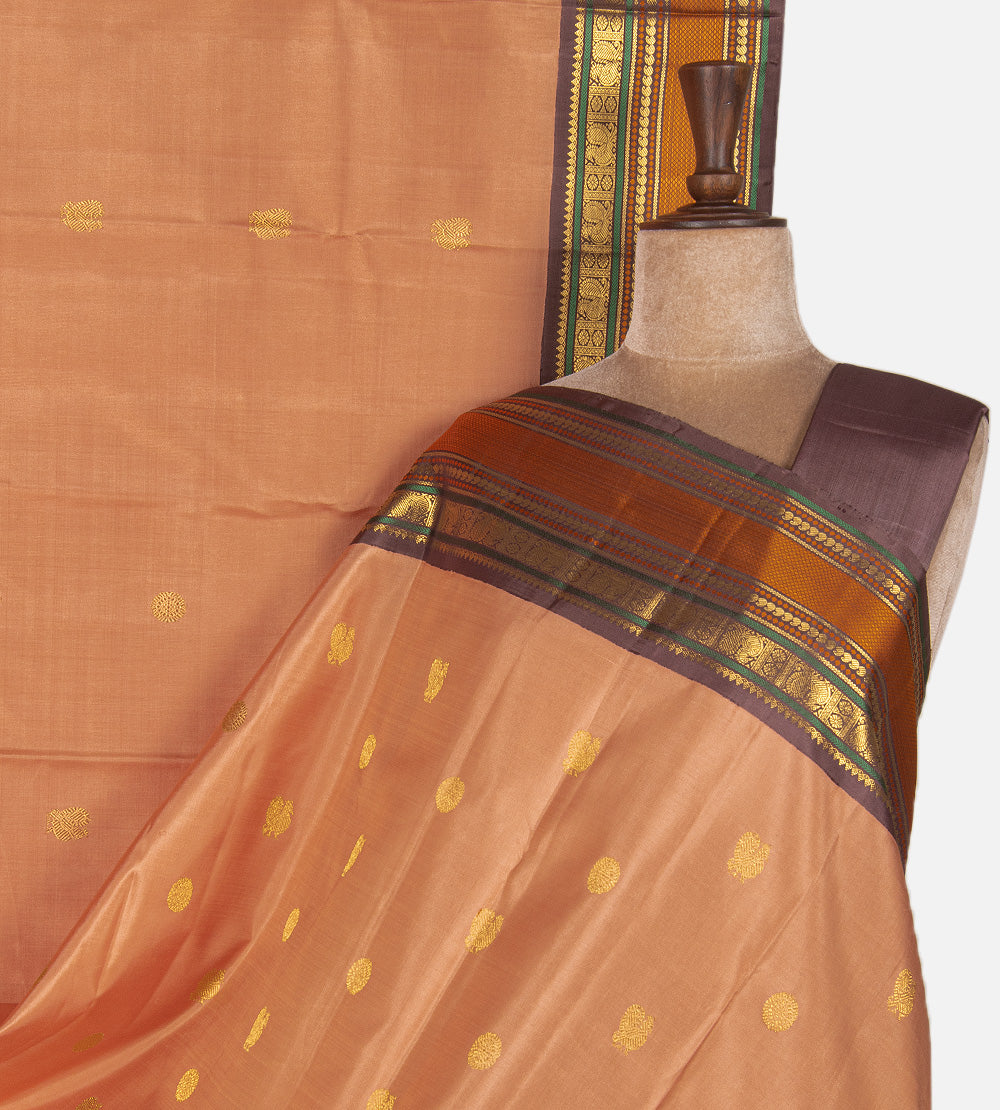 Peach Kanchipuram Silk Saree