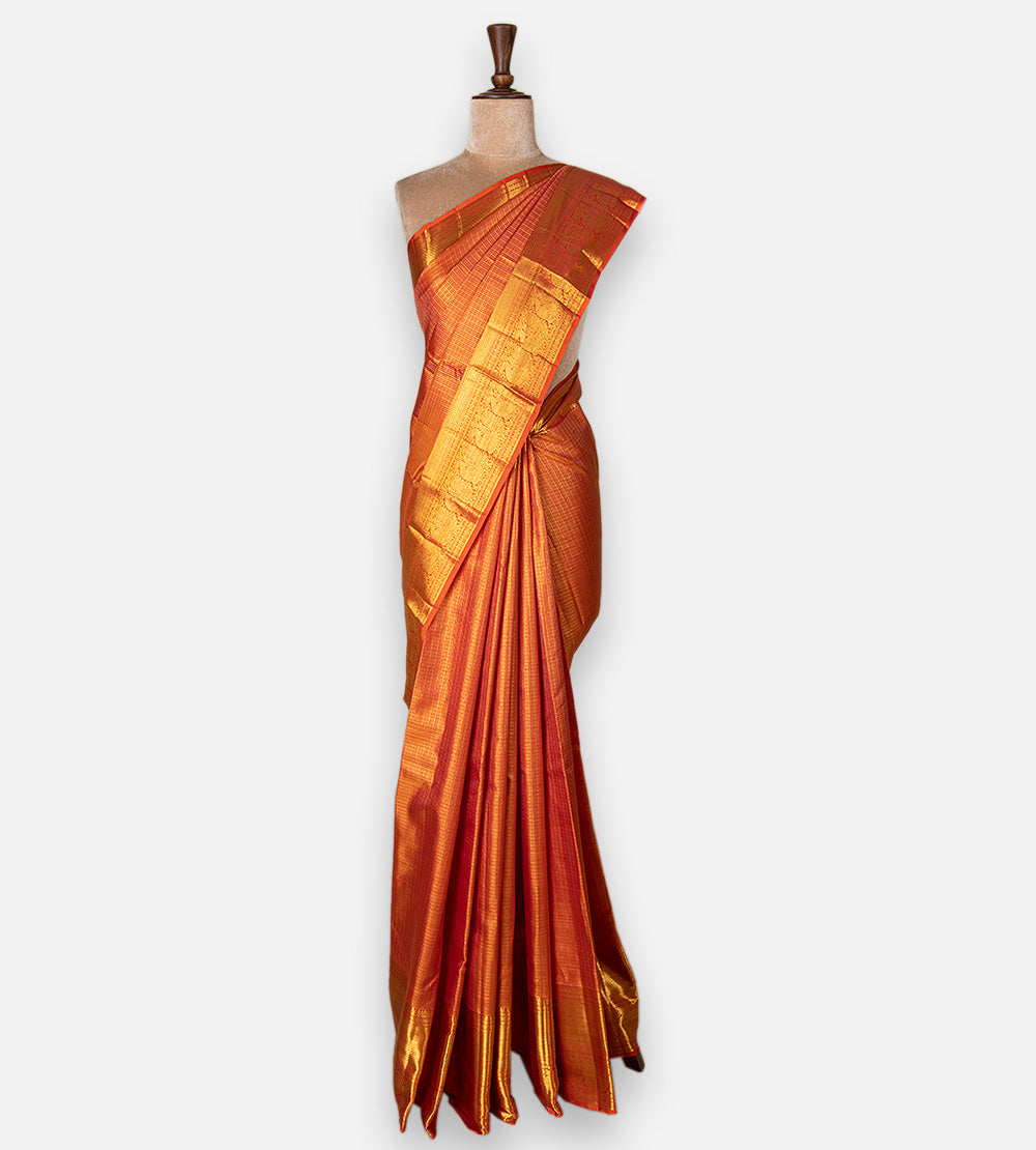 Orange Kanchipuram Silk Saree