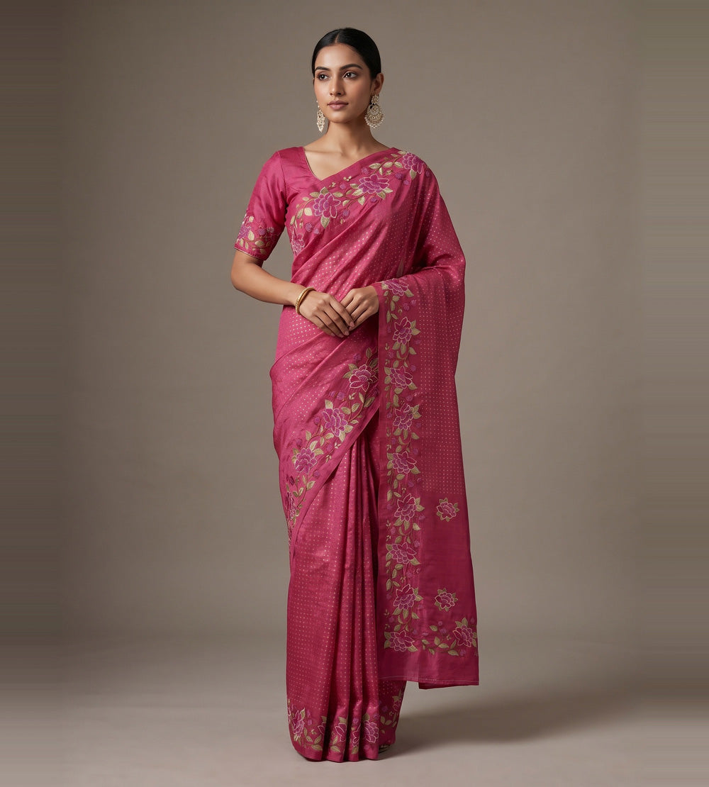 Pink Tussar Saree