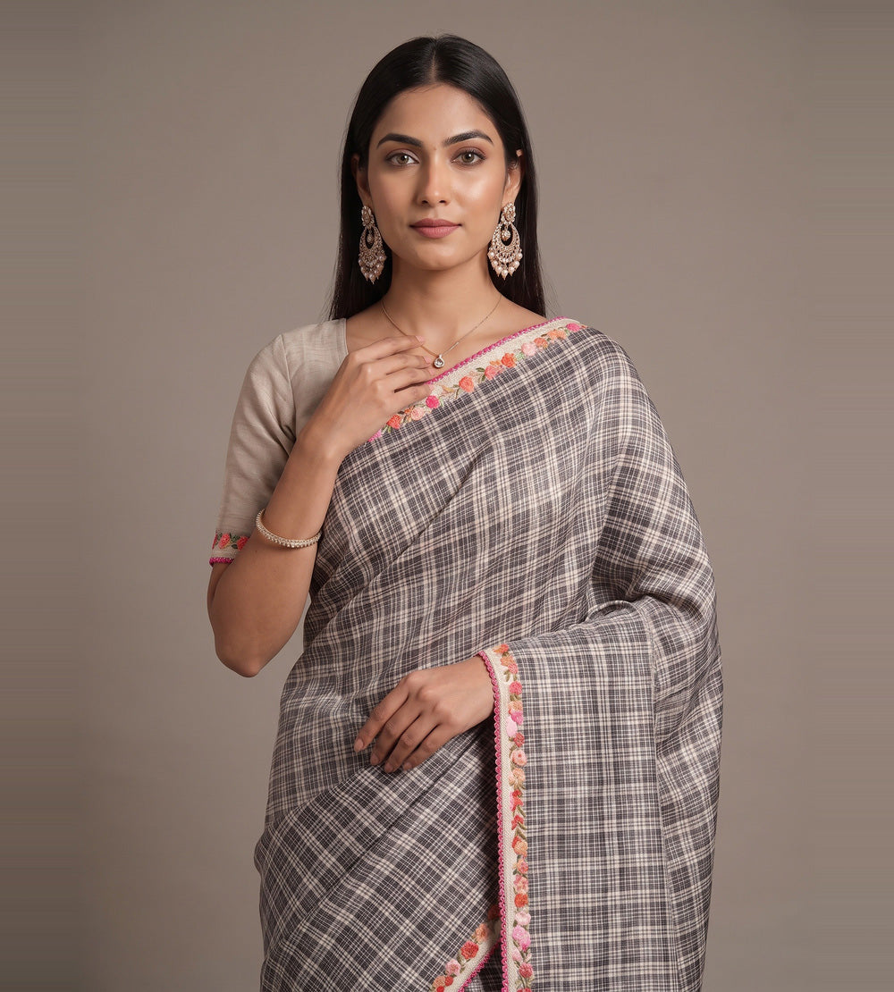 Black Tussar Saree