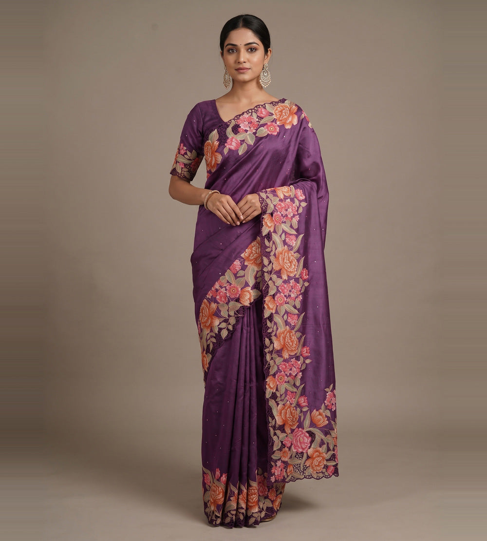 Purple Tussar Saree