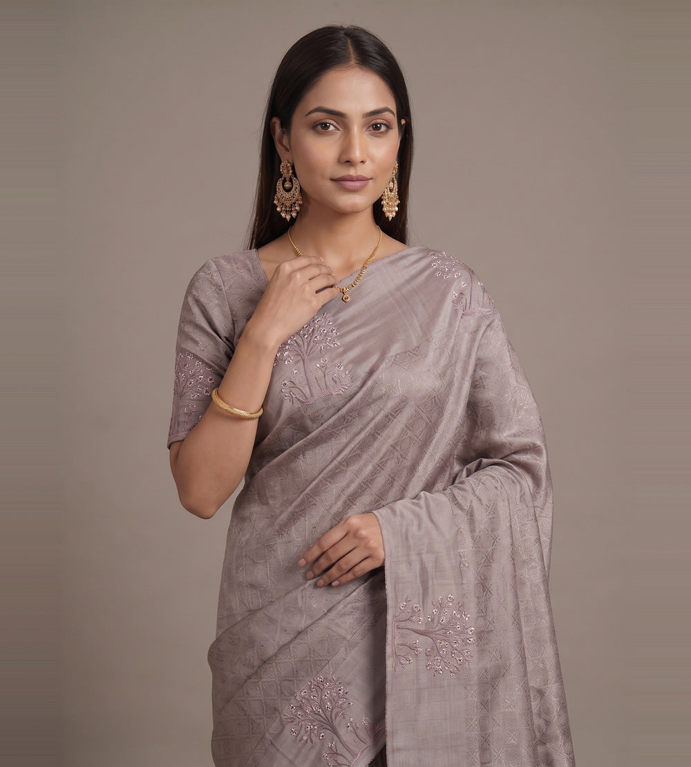 Grey Tussar Saree