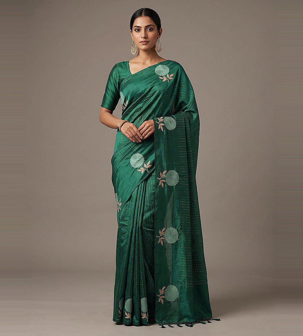Green Tussar Saree