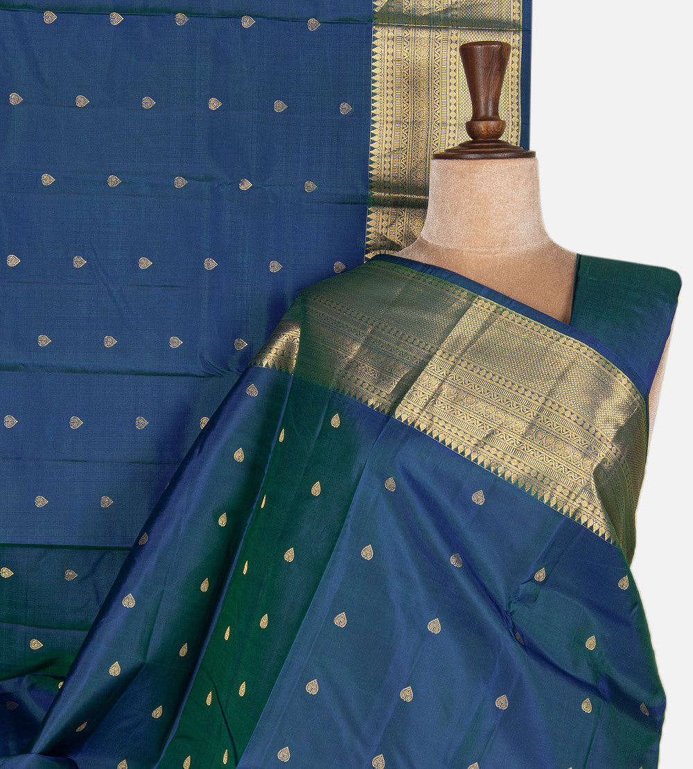 Peacock Blue Soft Silk Saree