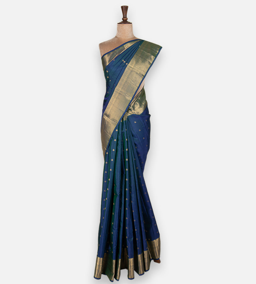 Peacock Blue Soft Silk Saree