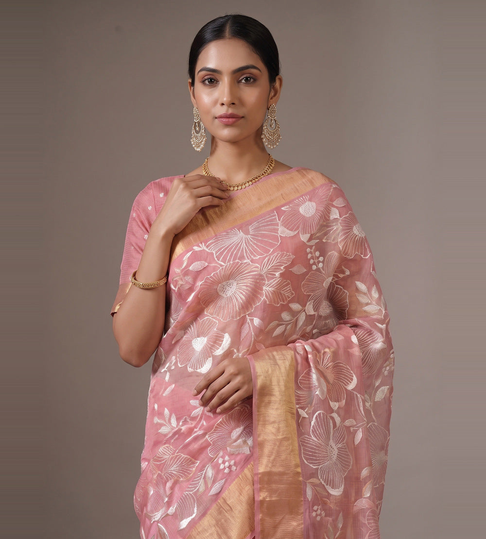 Light Pink Kota Silk Saree