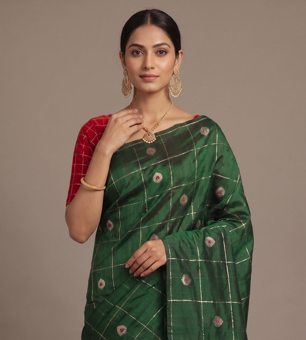 Green Banarasi Tussar Saree