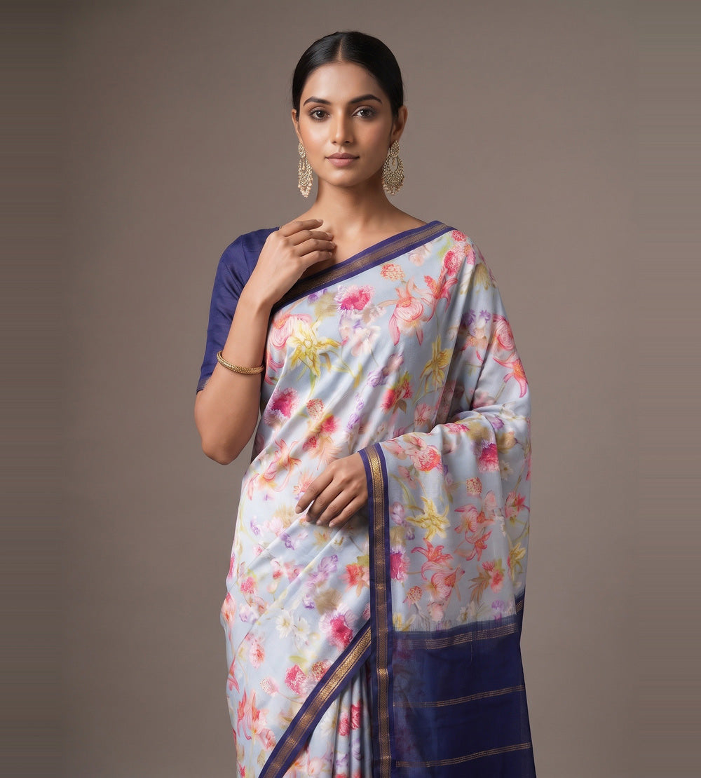Pastel Blue Soft Silk Saree