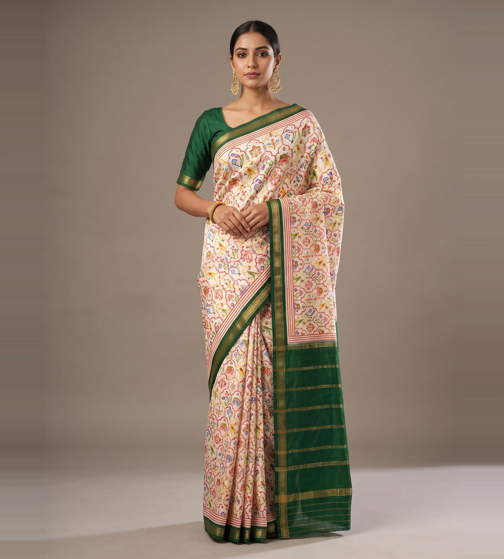 Off-White Soft Silk Saree