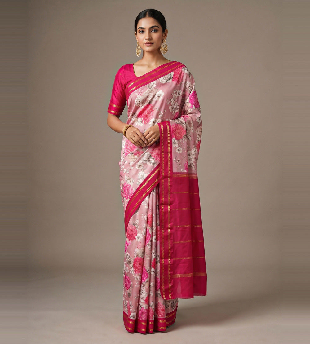 Pink Soft Silk Saree