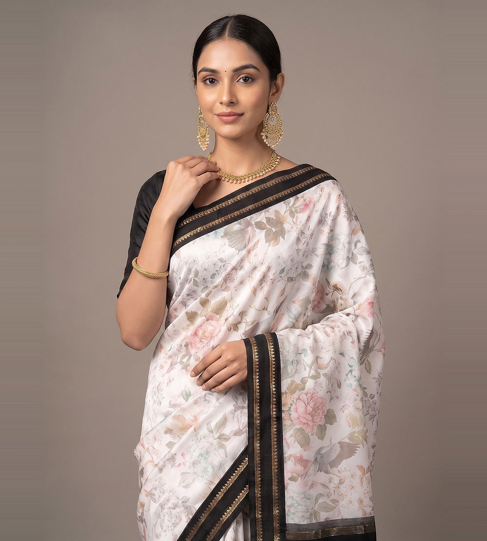 Off-White Soft Silk Saree