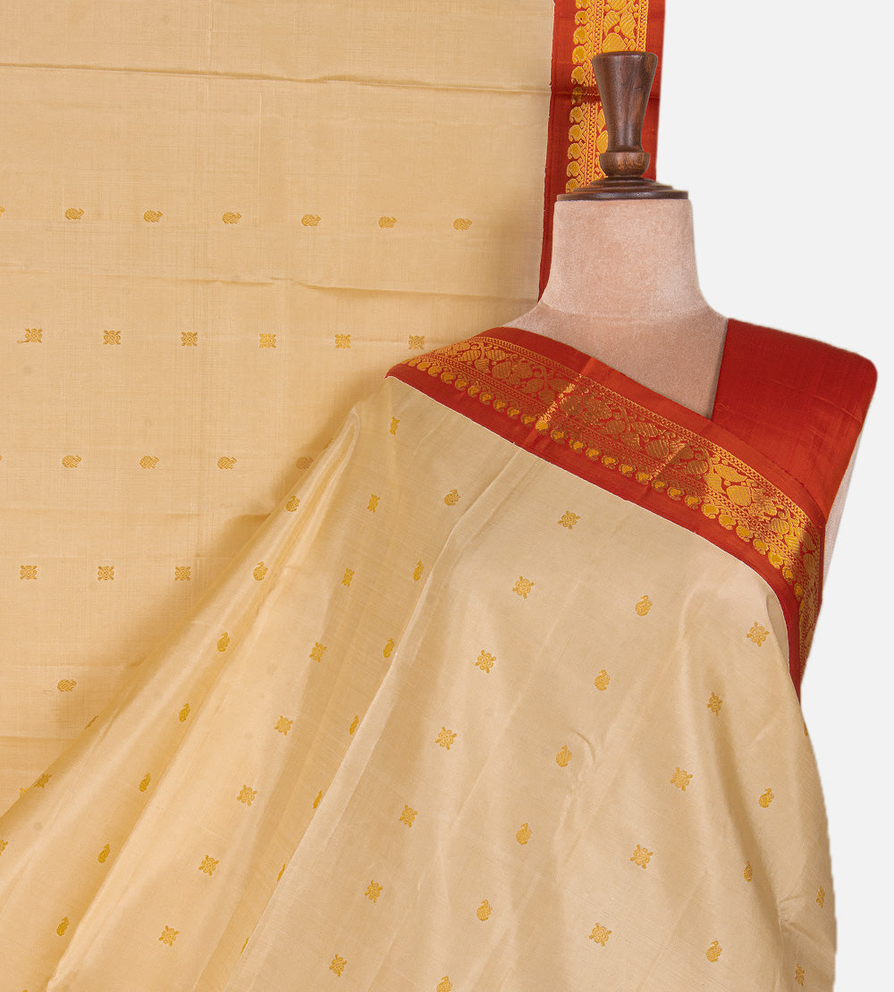 Beige Kanchipuram Silk Saree