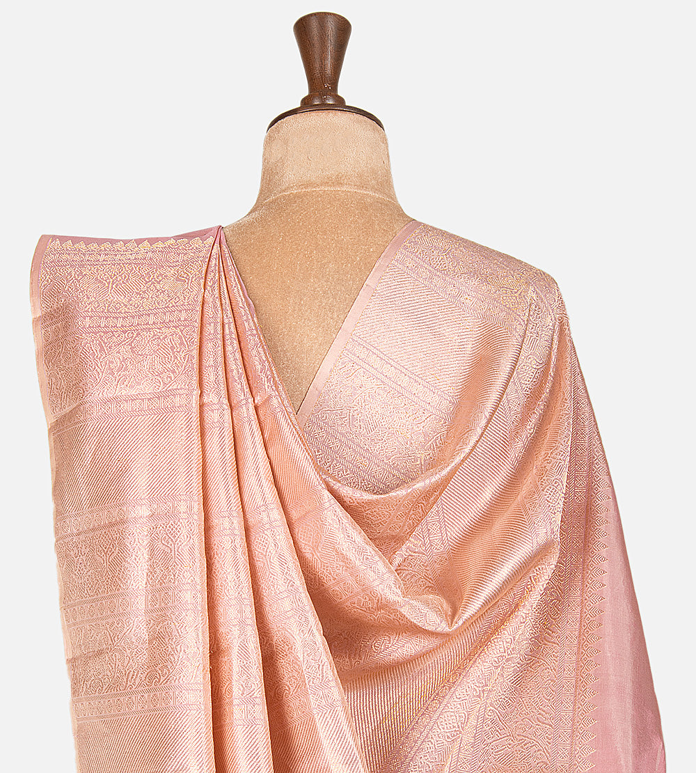 Pastel Green and Light Pink Kanchipuram Silk Saree