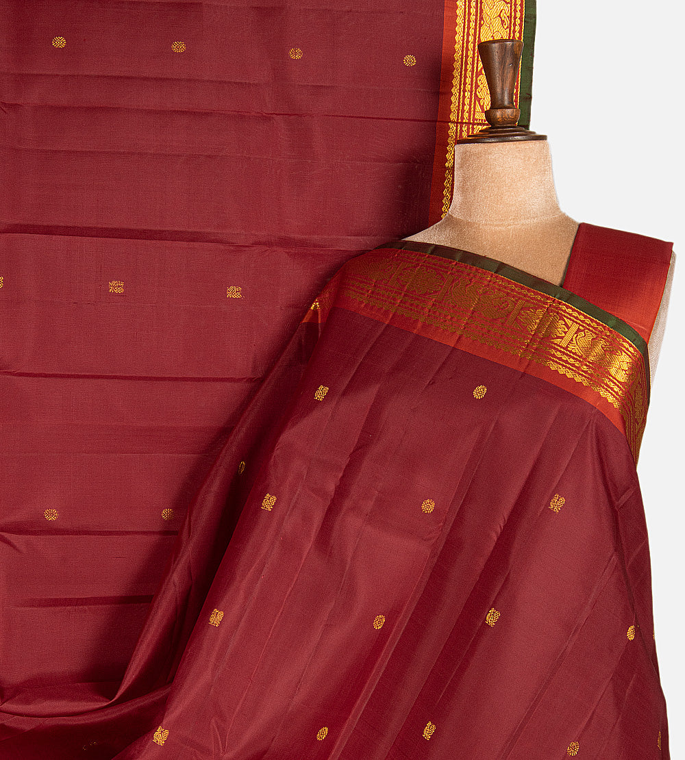 Maroon Kanchipuram Silk Saree