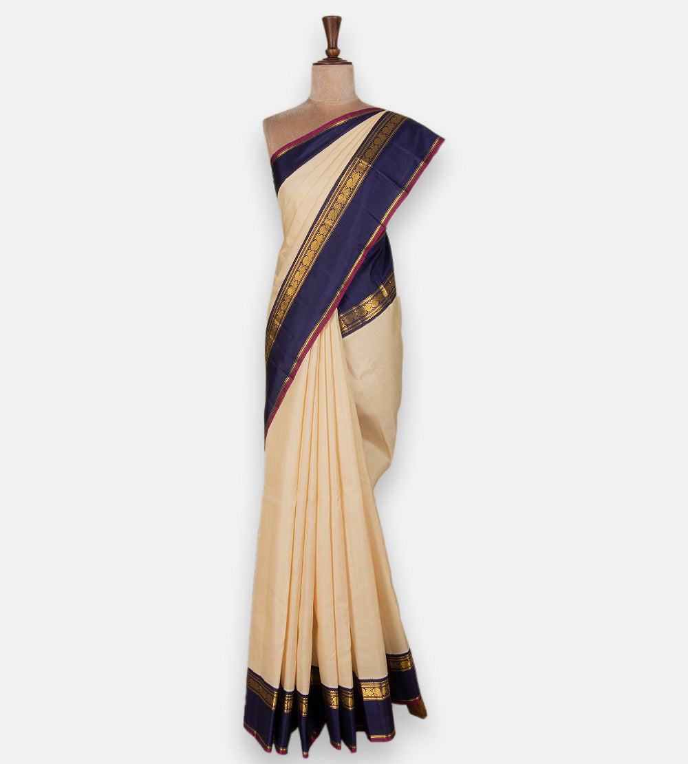 Beige Kanchipuram Silk Saree