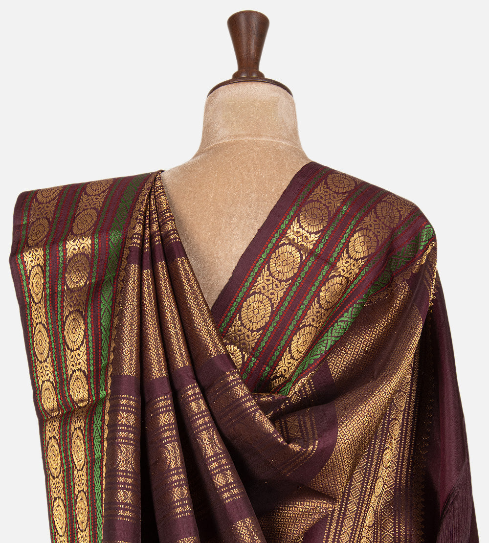 Aubergine Purple Kanchipuram Silk Saree