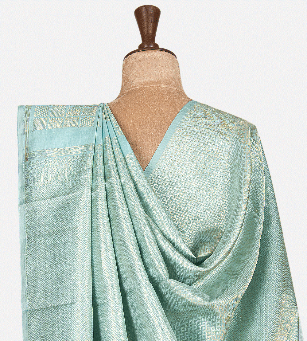Sea Blue Kanchipuram Silk Saree
