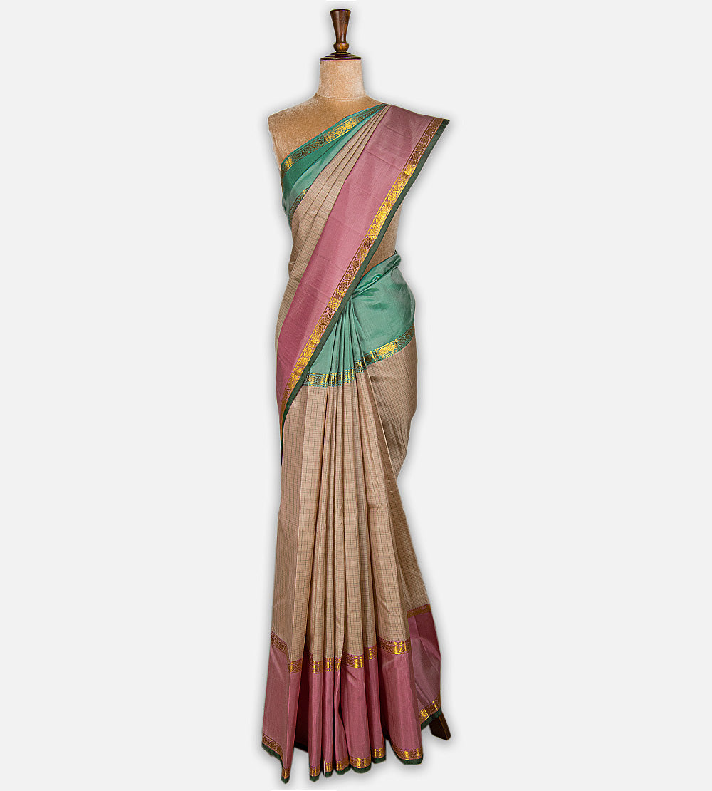 Light Beige Kanchipuram Silk Saree