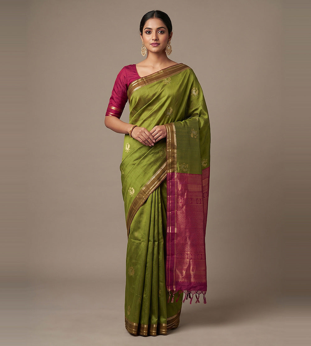 Green Raw Silk Saree