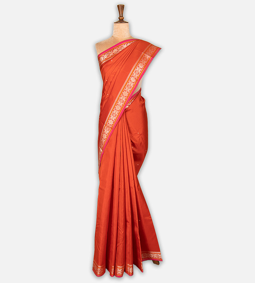 Burnt Orange Kanchipuram Silk Saree