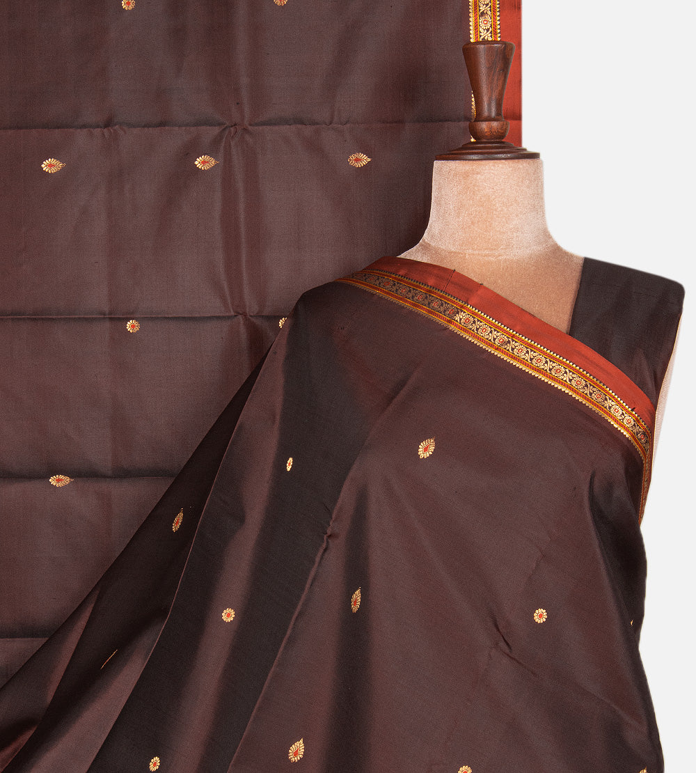 Deep Maroon Kanchipuram Silk Saree
