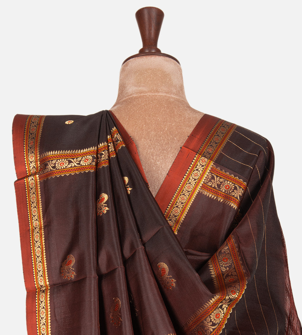 Deep Maroon Kanchipuram Silk Saree