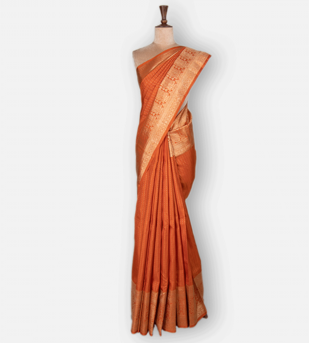 Orange Kanchipuram Silk Saree